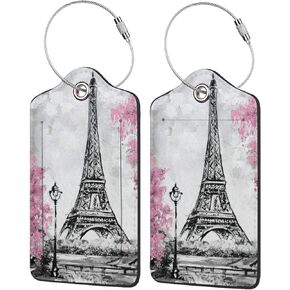 2 Pcs Luggage Tag for Suitcase, Baseball PU Leather Baggage Tags Identifiers with Privacy Name Address Labels and Durable Steel Loop for Women Men Travel