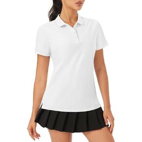 MAGCOMSEN Women's Polo Shirts Quick Dry Short Sleeve Golf Shirt Moisture Wicking 4-Button Shirt