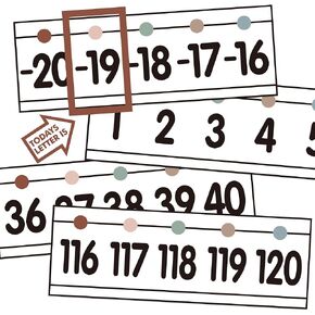 29 Pieces Number Line Bulletin Board Border -20 to 120 Number Line for Classroom Wall Laminated Boho Number Line Boarder Math Poster for Boho Classroom Homeschool Decor