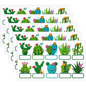 Outus 50 Pieces Cactus Name Tags Cactus Cutouts 10 Styles Nameplate for Classroom Decor Bulletin Board Decorations, Educational and Learning Activities for Kids