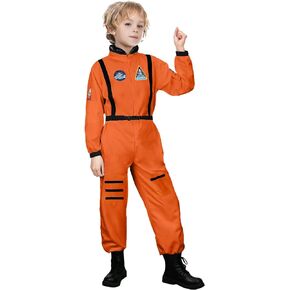 LENSOUS Kids Astronaut Air Force Flight Suit Costume Space Pilot Fighter Jumpsuit Halloween Role Play for Boys Girls