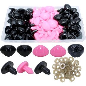 BESTCYC 1Box(60pcs) 14.5 * 19.5mm Thread Shank Designed Plastic Animal Safety Noses Craft Nose Dog Noses with Backs Washers for Crafts DIY Amigurumi Stuffed Animal, Toy, Doll DIY Making Supplies
