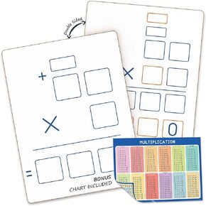 SCRIBBLEDO Dry Erase Long Multiplication Board 9"x12" Double Sided Practice Whiteboard with 2x1 & 2x2 Digit Multiplication for Home, School, Classroom, Kids, Students Math Manipulatives Lapboard