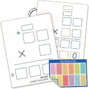 SCRIBBLEDO لوحة الضرب الطويلة للمسح الجاف مقاس 9 × 12 بوصة لوحة بيضاء مزدوجة الجوانب مع 2 × 1 و2 × 2 أرقام مضاعفة للمنزل والمدرسة والفصول الدراسية والأطفال والطلاب لوحة كمبيوتر محمولة للرياضيات in Saudi Arabia