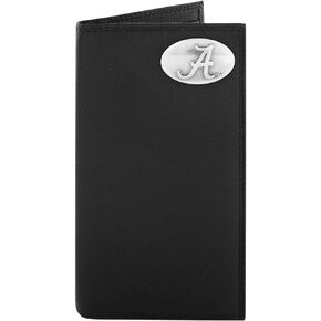 ZEP-PRO NCAA Alabama Crimson Tide Black Pebble Grain Leather Roper Concho Wallet, One Size, Silver