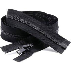#5 Separating Sewing Zipper for Jacket: YZSFIRM 2Pcs 18 inch Black Plastic Zippers - Replacement Coat Open End Zipper Bulk