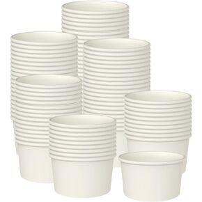 Axe Sickle 50 Pcs 9 Ounce Paper Ice Cream Cups Disposable Dessert Bowls for Hot or Cold Food, Sundae, Frozen Yogurt, Soup, White