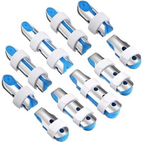10 Pieces Finger Splints Metal Padded Finger Support Finger Stabilizer with Soft Foam Interior and Loop Straps for Adults and Children, 3 Sizes (Black)