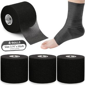 OK TAPE Pre Wrap Tape (4-Rolls) - Athletic Foam Underwrap for Sports, Protect for Ankles Wrists Hands and Knees, 2.75 Inches x 30 Yards - Beige