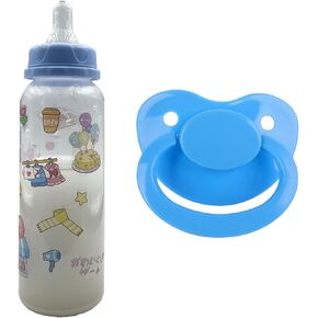 Adult Sized Pacifier and Bottle Set，Print May Vary,250ml (Blue)