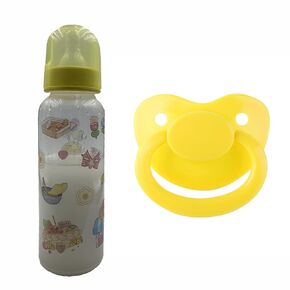 Adult Sized Pacifier and Bottle Set，Print May Vary,250ml (Blue)