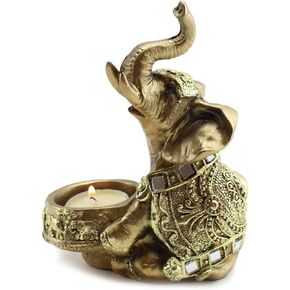Gold Thai Elephant Buddha Wraps Tea Light Candle Holder Lucky Figurine Home Decor Gift (G16629) Feng Shui Idea