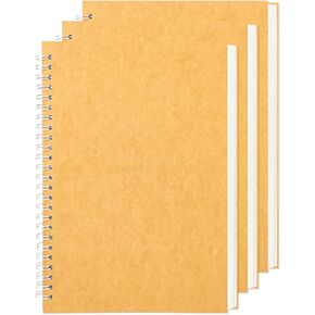 DSTELIN 9 inch x 6 inch, 100GSM, Blank Spiral Notebook, 3-Pack, Soft Cover, Sketch book, 160 Pages / 80 Sheets, (Brown)