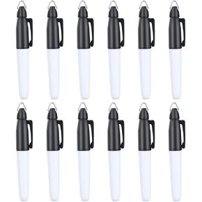 JKJF 12PCS Mini Permanent Markers with Cap Clips Golf Ball Marker Pen Medical Nurses Badge Marker for School Office Stationery Supplies Outdoor Activities - Black