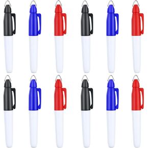 JKJF 12PCS Mini Permanent Markers with Cap Clips Golf Ball Marker Pen Medical Nurses Badge Marker for School Office Stationery Supplies Outdoor Activities - Black