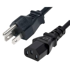 3-Conductor AC Power Cord 18 AWG NEMA 5-15P to C13 SVT Jacket 6 Feet Black