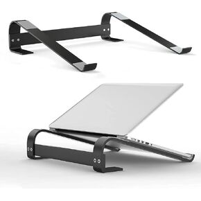Aluminum Tabletop Portable Laptop Stand for Desk, Desktop Riser Ventilated Design, Table Laptop Stand Compatible with MacBook, Hp, Dell, Lenovo & All Other Notebooks Up to 15.6 Inches (Black)