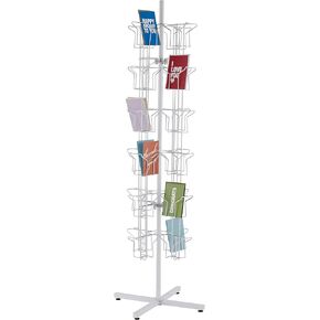 Rotating Greeting Card Rack - 48 Pocket - Overall Dimension: 65"H x 16"D - 48 Pockets Total (Each 5"W x 7"H x 1 5/8"D) - Perfect for Thrift, Retail, Grocery, and Convenience Stores