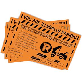100 MESS Parking Violation Stickers Hard to Remove - Parking Tickets - No Parking Stickers - Bad Parking Stickers - Super Sticky Parking Violation Tickets - Tow Warning - Tow Stickers 8x5 in, Orange in Kuwait
