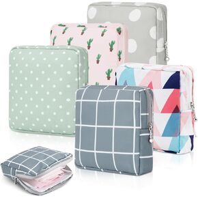 5 Pcs Sanitary Napkin Storage Bag, Portable Period Bag Period Pouch for Panty Liners Tampons Sanitary Pads, Menstrual Pad Bag Feminine Menstruation First Period Bags for Teen Girls Women