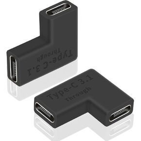 Duttek Right Angle USB C Coupler 10GBbps, USB C Female to Female Adapter 90 Degree, USB Tyce C 3.1 Adapter Connector Support Fast Charging and Data Transfer for Laptop, Phone (2 Pack)