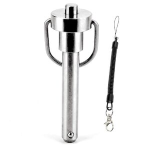 1 Pc Stainless Steel Ring Handle Locking Pin Ball Lock pins Quick Release pin with Button Locating pins Safety pins Dowels w/ Reinforced Lanyard (Dia.:1/2, 1-3/4in)