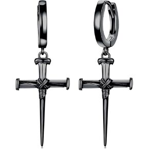 Cross Earrings for Men 925 Sterling Silver Cross Hoop Earrings Hypoallergenic Cross Jewelry Gifts for Men