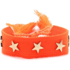 Fashion Alloy Stars Rivet Wristband Tassels Charm String Rope Bracelet Adjustable Cuff Bracelet