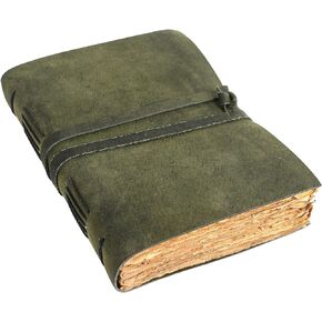 Vintage Leather Journal for Women and Men 8 x 6 inch Antique Handmade Deckle Edge Vintage Paper Leather Sketchbook - Book of Shadows Journal (Brown)