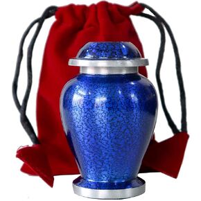 Small Cremation Urn for Human Ashes Adult | Marble Blue Mini Keepsake Funeral Urn with Velvet Carry Bag A Paper Funnel and Gift Box Keepsake Yearns for Ashes