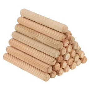 PATIKIL 3/16" x 31/32"(5 x 25mm) Wood Dowel Pins, 150 Pack Fluted Wooden Dowel Pin Straight Groove Rods for Furniture Door Art Crafts Projects