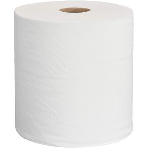 AmazonCommercial 1-Ply White Hardwound Paper Towels,Bulk for Business,High Capacity Roll,Compatible with Universal Dispensers,FSC Certified,800 Feet per Roll, Pack of 6
