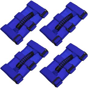 4X Roll Bar Grab Handles Grip Handle Fits for 1955-2022 Jeep Wrangler YJ TJ JK JKU JL JLU Sports Sahara Freedom Rubicon X & Unlimited 2 / 4Door(Heavy Duty Blue)