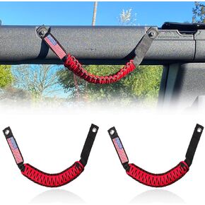 for Bronco Grab Handles, Paracord Roll Bar Grab Handles for 2021 2022 2023 2024 Ford Bronco Accessories 4 Door 2 Door, Blue, 2 Pack, with USA Flag Embroidered