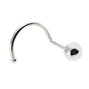 Sterling Silver Nose Stud Screw Shaped Nose Ball, Flower, Triangle Nostril Corkscrew Piercing for Women Men Left or Right Side Handmade (Ball Screw 2.8mm | Right Side)