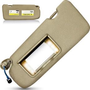 Left Driver & Right Passenger Side Sun Visor for Honda CRV 2017 2018 2019 2020 2021 2022 Replace 83280-TLY-H11ZB with Vanity Light/with Makeup Mirror (Beige)