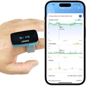 LOOKEE O2-Tracker Ring Continuous Pulse Oximeter | Bluetooth & Wearable Oxygen Monitor with Vibration Reminder for Low O2 | Rechargeable Blood Oxygen Saturation SpO2 Meter - Free APP with Reports