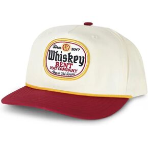 WHISKEY BENT HAT CO. قبعة سناباك قابلة للتعديل على الطراز الإنجليزي القديم، ملصق أسود