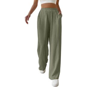 Womens Wide Leg Palazzo Summer Pants Casual Boho Lounge Trousers with Pockets