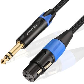 Female XLR to 1/4'' TRS Cable, 1/4 Inch (6.35mm) TRS to XLR Female Balanced Microphone Cable, Nylon Braid 3-Pin XLR Female to 1/4'' Male Stereo Jack Cable - 15ft