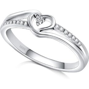 HELLOICE Promise Ring for Women Heart 925 Sterling Silver Rings CZ Simulated Diamond Rings Jewelry Gift for Her Birthday Wedding Anniversay Valentines Day