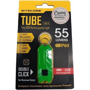 Nitecore Tube (Green) 45 Lumen USB Rechargeable LED Keychain Light Brand USB Charging Cable Bundle