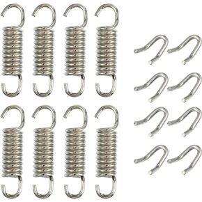 X AUTOHAUX 8 Set 43mm 1.69" Motorcycle Exhaust Pipe Spring with U Shape Hooks Stainless Steel Silver Tone