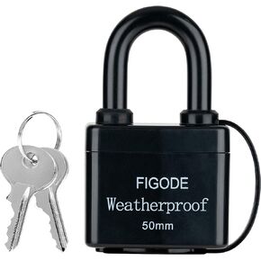 FIGODE® Outdoor Waterproof Padlock, Covered Heavy Duty Laminated Steel Keyed Lock, 2.2 in. Wide, Long Padlock