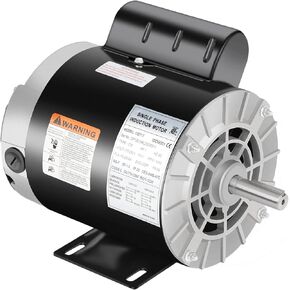1 HP Air Compressor Motor, Electric Motor 3450 RPM, 115/230V Single Phase, 56 Frame 5/8" Keyed Shaft 60 Hz, Commercial-Duty CCW Rotation, 1.88" Shaft Length for Air Compressors