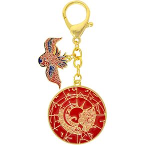 Feng Shui Crimson Phoenix Lunar Mansions Harmonizing Amulet Astrolabe Transform luck Keychain, Red, 11*4.5cm/4.3*1.7in, (FW4965)