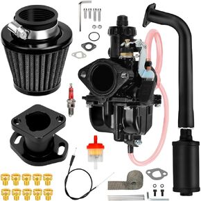 FVRITO VM22 Carburetor Kit Exhaust Pipe Muffler for Predator 212cc 196cc Coleman Mini Bike CT200U BT200X CT200U-EX KT196 Go Kart Baja MB200 GX160 GX200 Clone Engine Performance Parts w/Throttle Cable