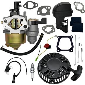 Predator 212 Tune Up Parts Carb Kit for 196cc 200cc 212cc 224cc + Pull Start + Coil + Air Filter Assembly + Spark Plug + Throttle Springs + Gaskets
