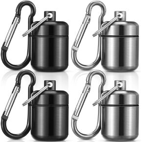 4 Pack Ear Plug Carrying Case Keychain, Portable Keychain Pill Holder Case, Waterproof Metal Earplug Case Small Pill Container Carrier for Earplugs, Pills Case and Jewelry Holder