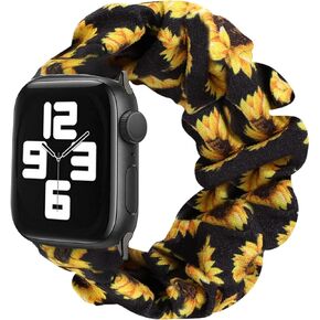 سوار ساعة مطاطي Scrunchie متوافق مع سوار ساعة Apple 38 مم/40 مم/41 مم 42 مم/44 مم/45 مم، بديل شريط مطاطي سميك لسلسلة iWatch 7/SE/6/5/4/3/2/1 (كحلي، 42 مم/44 مم/45 مم )